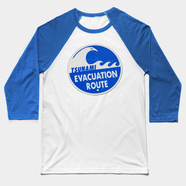 road sign tsunami (round, bolts) Baseball T-Shirt by mystudiocreate